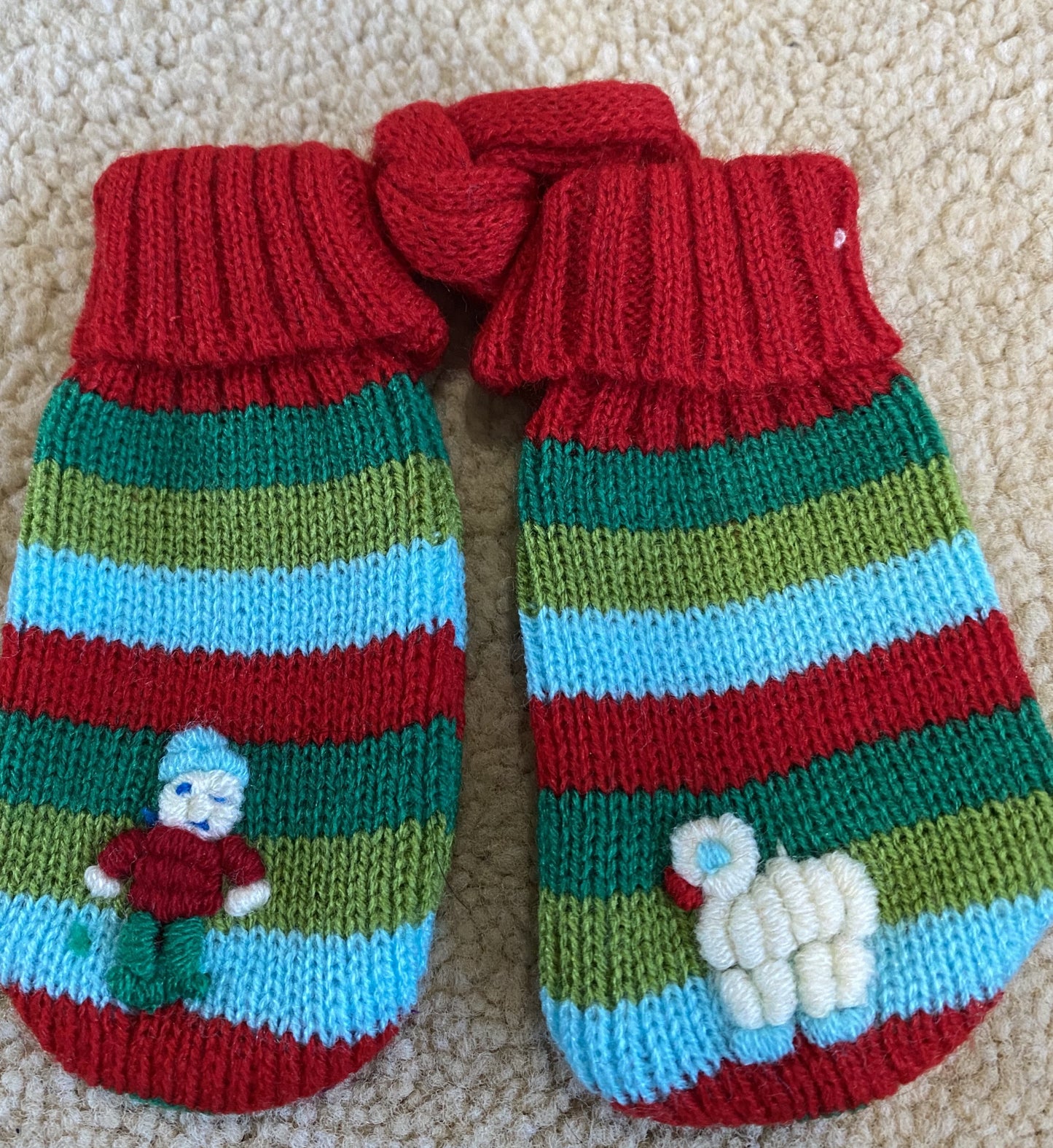 Alpaca Yarn Newborn Baby Peruvian Mittens Colourful Striped