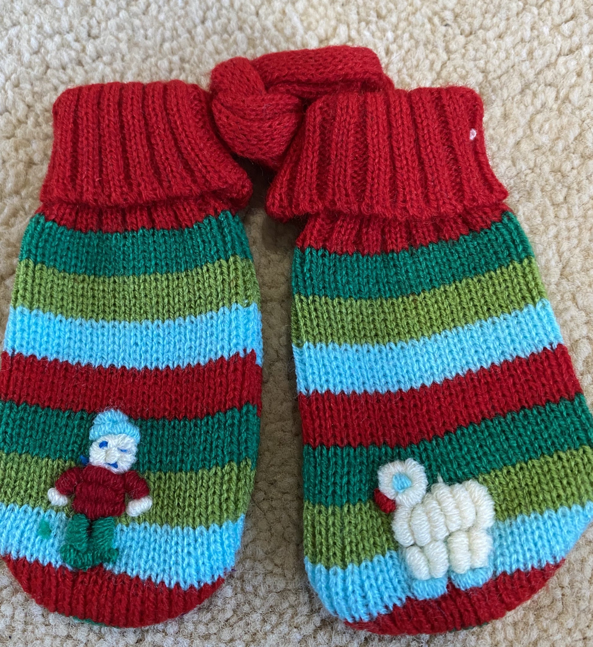 Alpaca Yarn Newborn Baby Peruvian Mittens Colourful Striped