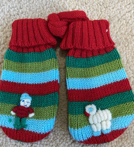 Alpaca Yarn Newborn Baby Peruvian Mittens Colourful Striped