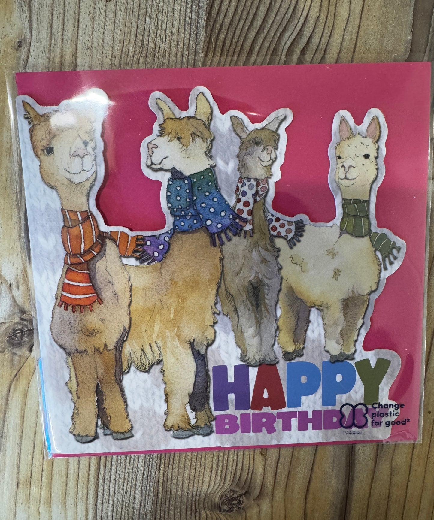Die cut alpaca greetings card