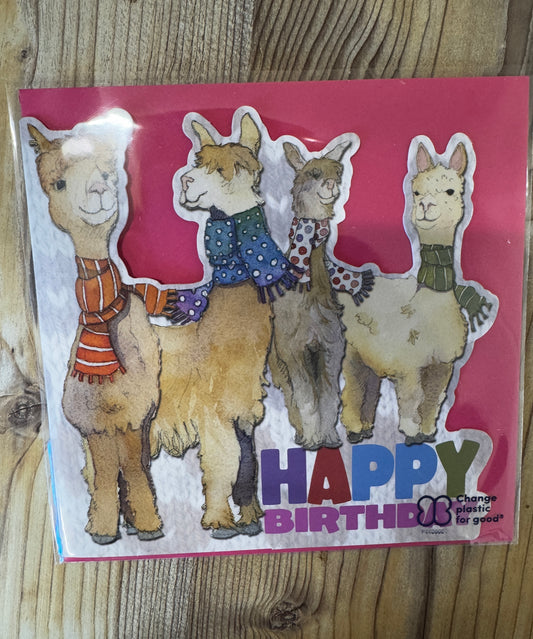 Die cut alpaca greetings card