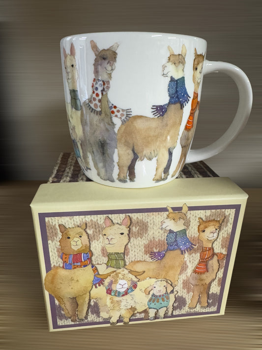 Alpacas and friends china mug