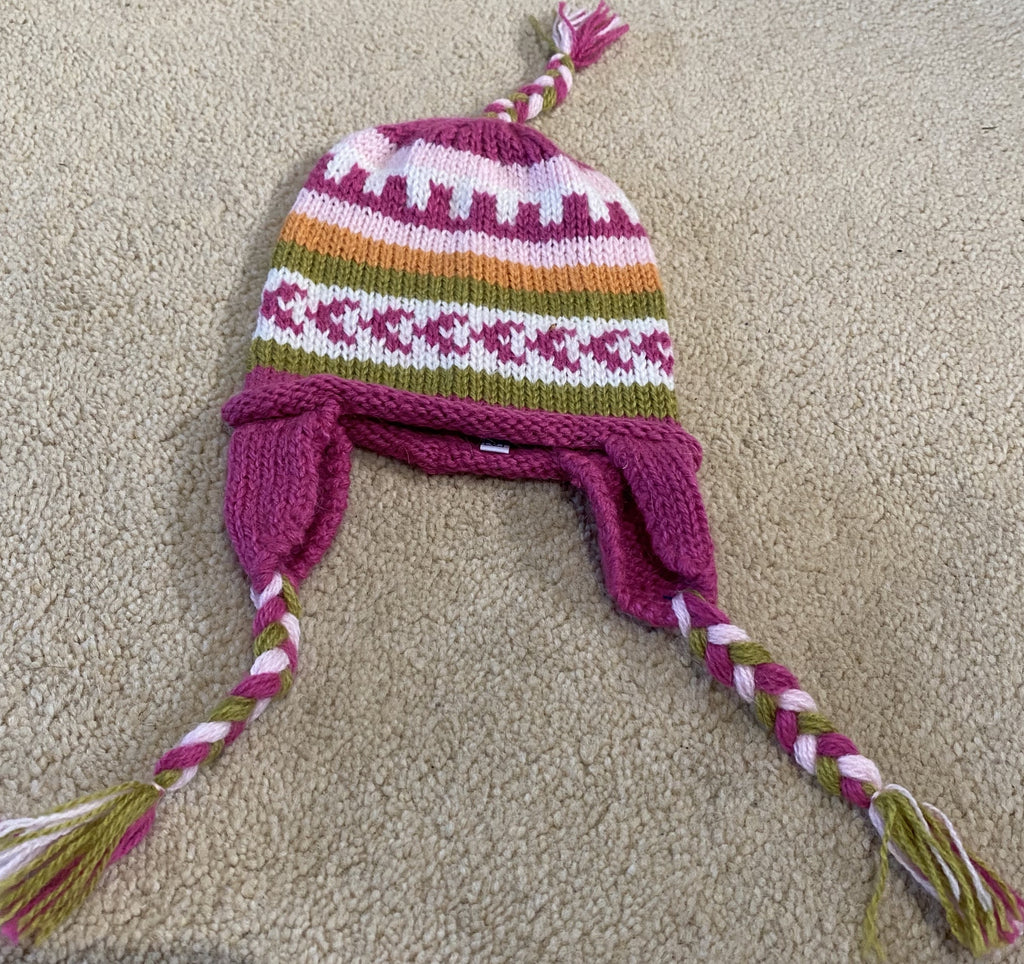 Alpaca Yarn Peruvian Children's Hat Ear Flaps Pink