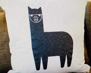 Alpaca Image Print Cushion Cover